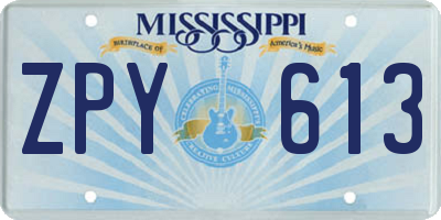 MS license plate ZPY613