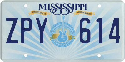 MS license plate ZPY614