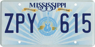 MS license plate ZPY615