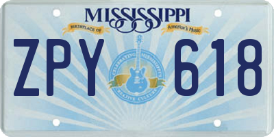 MS license plate ZPY618