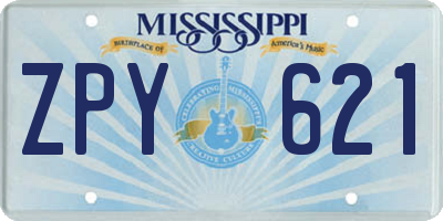 MS license plate ZPY621