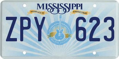 MS license plate ZPY623