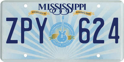 MS license plate ZPY624