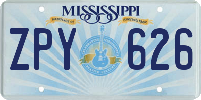 MS license plate ZPY626