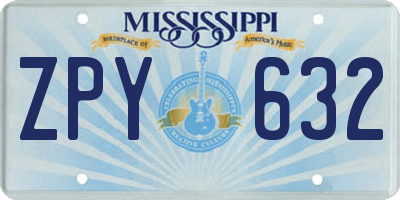 MS license plate ZPY632