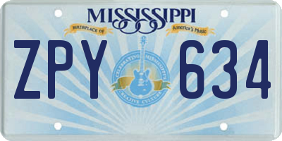MS license plate ZPY634