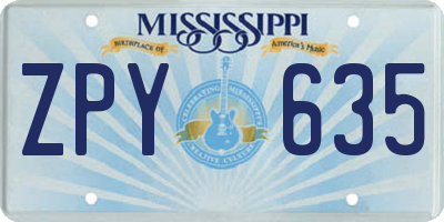 MS license plate ZPY635