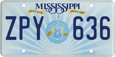 MS license plate ZPY636