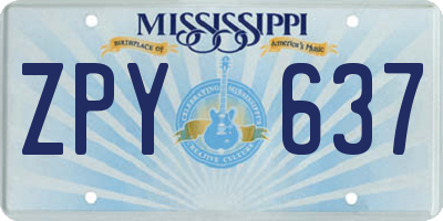 MS license plate ZPY637