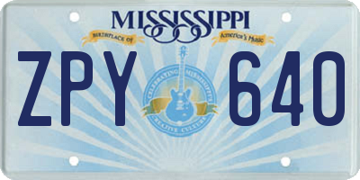 MS license plate ZPY640