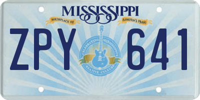 MS license plate ZPY641