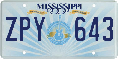 MS license plate ZPY643