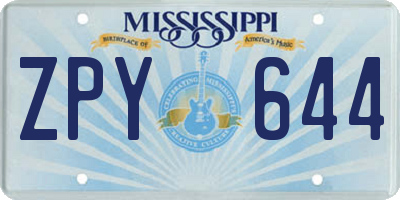 MS license plate ZPY644