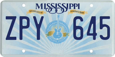 MS license plate ZPY645