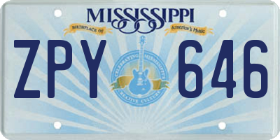 MS license plate ZPY646
