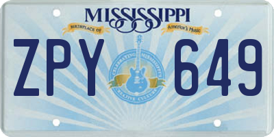 MS license plate ZPY649