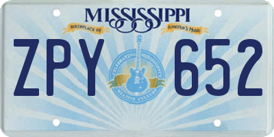 MS license plate ZPY652