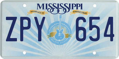 MS license plate ZPY654