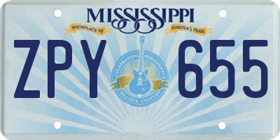 MS license plate ZPY655