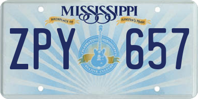 MS license plate ZPY657