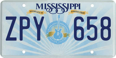 MS license plate ZPY658