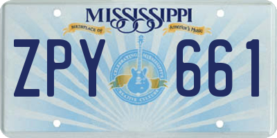 MS license plate ZPY661
