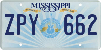 MS license plate ZPY662