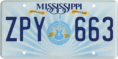 MS license plate ZPY663