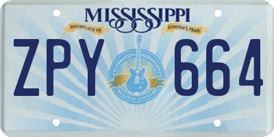 MS license plate ZPY664