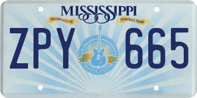 MS license plate ZPY665