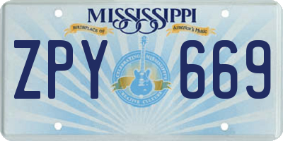 MS license plate ZPY669