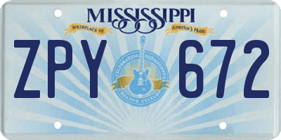 MS license plate ZPY672