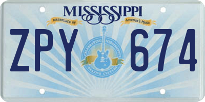 MS license plate ZPY674