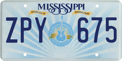 MS license plate ZPY675