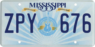MS license plate ZPY676