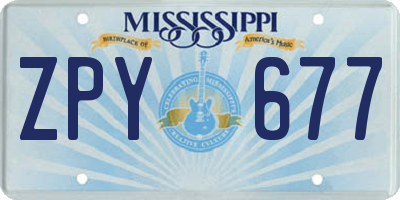MS license plate ZPY677