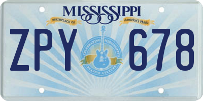 MS license plate ZPY678