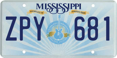 MS license plate ZPY681