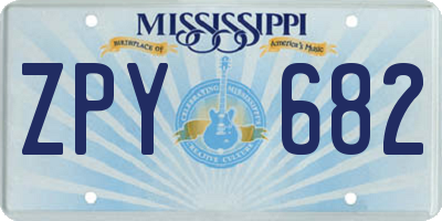 MS license plate ZPY682