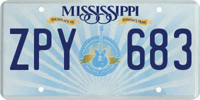 MS license plate ZPY683