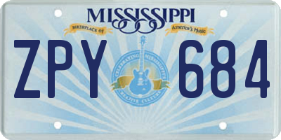 MS license plate ZPY684