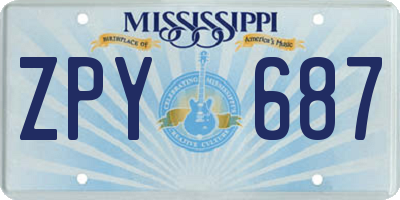 MS license plate ZPY687