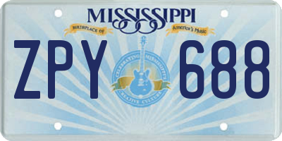 MS license plate ZPY688