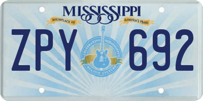 MS license plate ZPY692