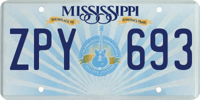MS license plate ZPY693