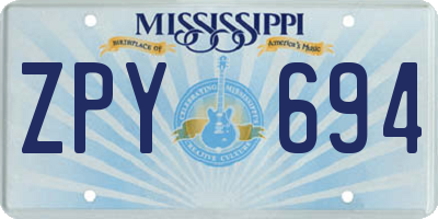 MS license plate ZPY694
