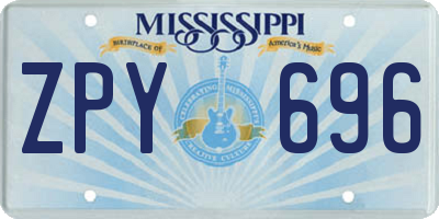 MS license plate ZPY696