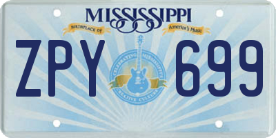 MS license plate ZPY699