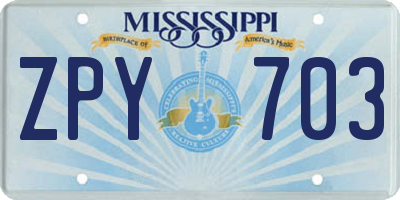 MS license plate ZPY703