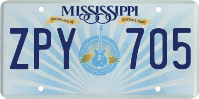 MS license plate ZPY705